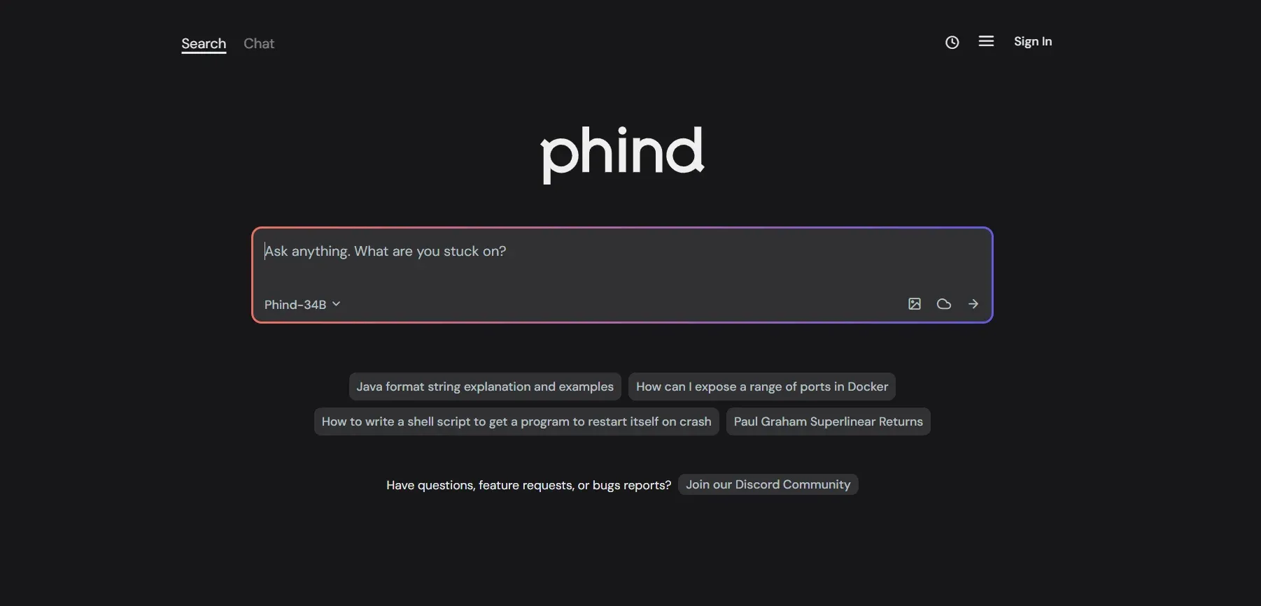 Phind search image